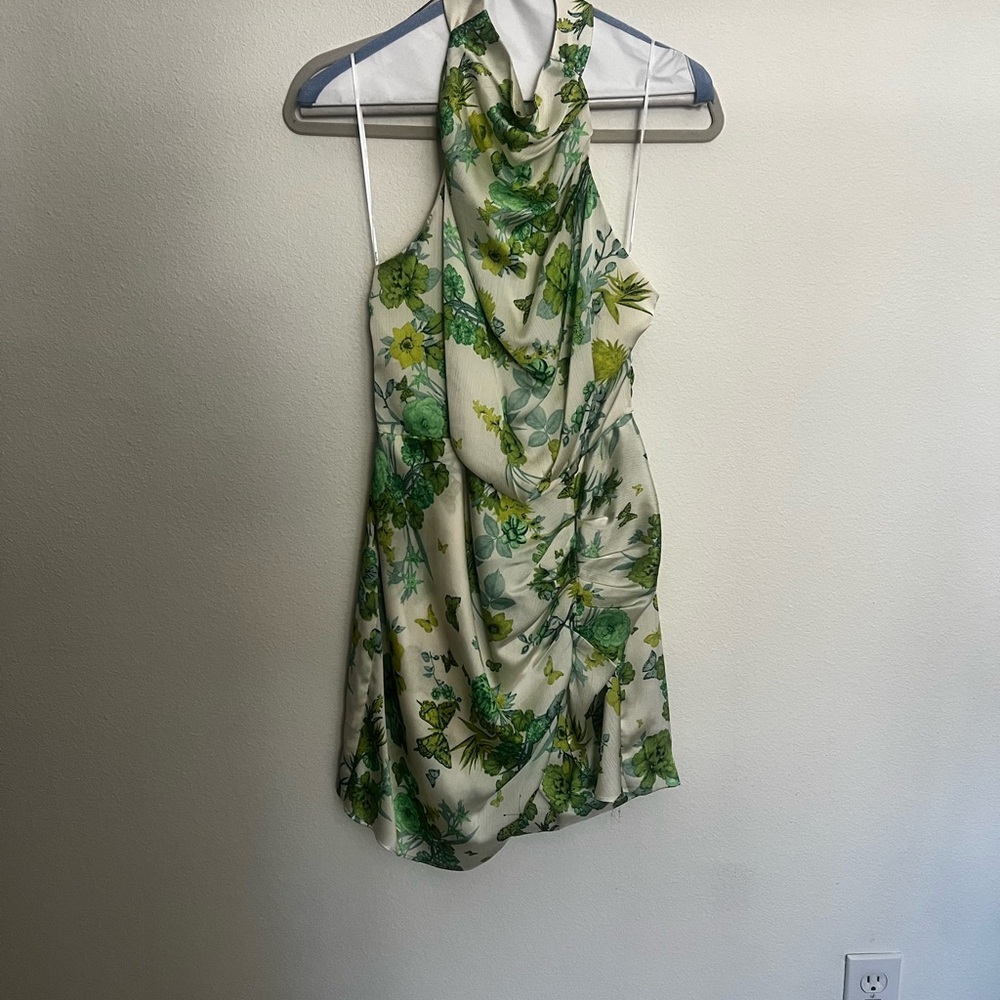 Elliatt Green Floral Halter Dress